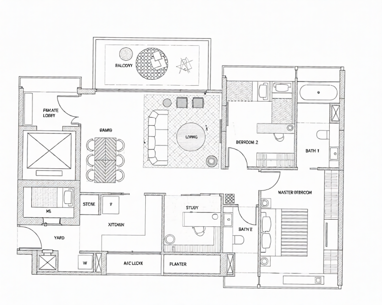 1281sqft 2+Study